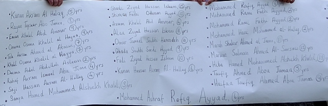 Names and ages of some of the children killed in Gaza in the last 2 weeks